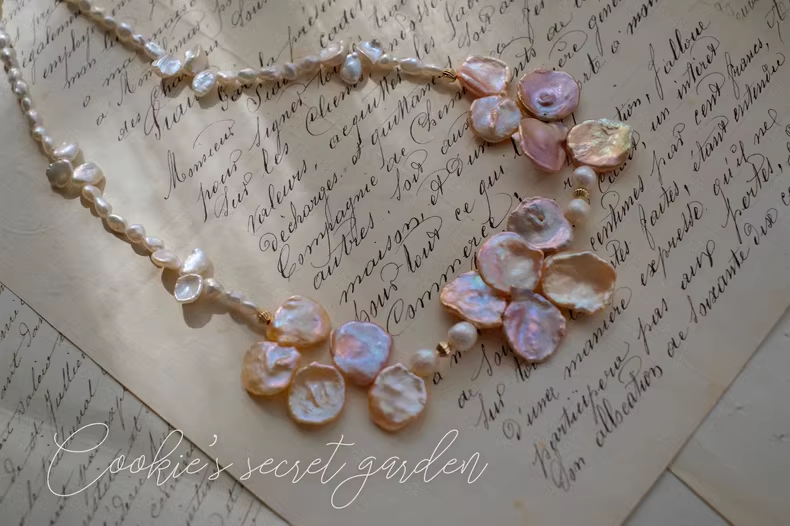 【Monet Garden Collection】 Handmade Old Dreams Baroque Pearl Necklace