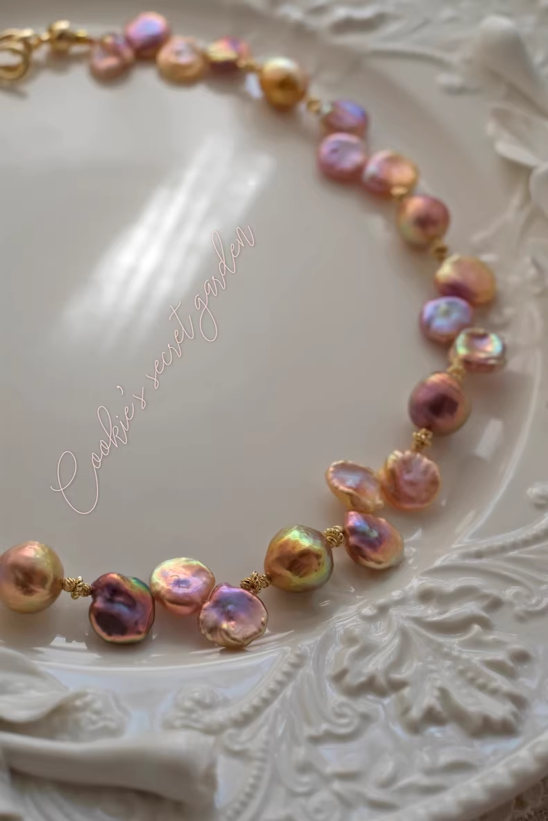 【Monet Garden Collection】 Handmade Gallery Baroque Pearl Necklace