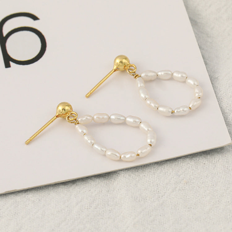 Freshwater Pearls Circle Earrings