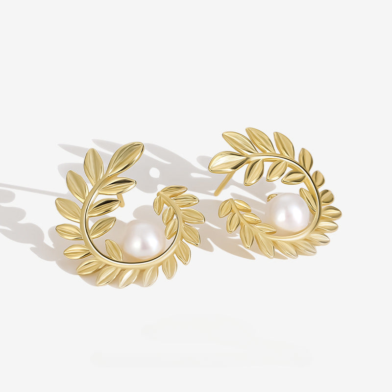 Leaf Climber Pearl Earrings