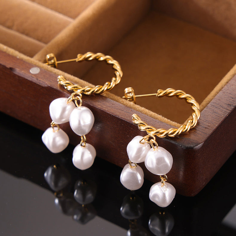 Prom Tassel Pearl Drop Earrings