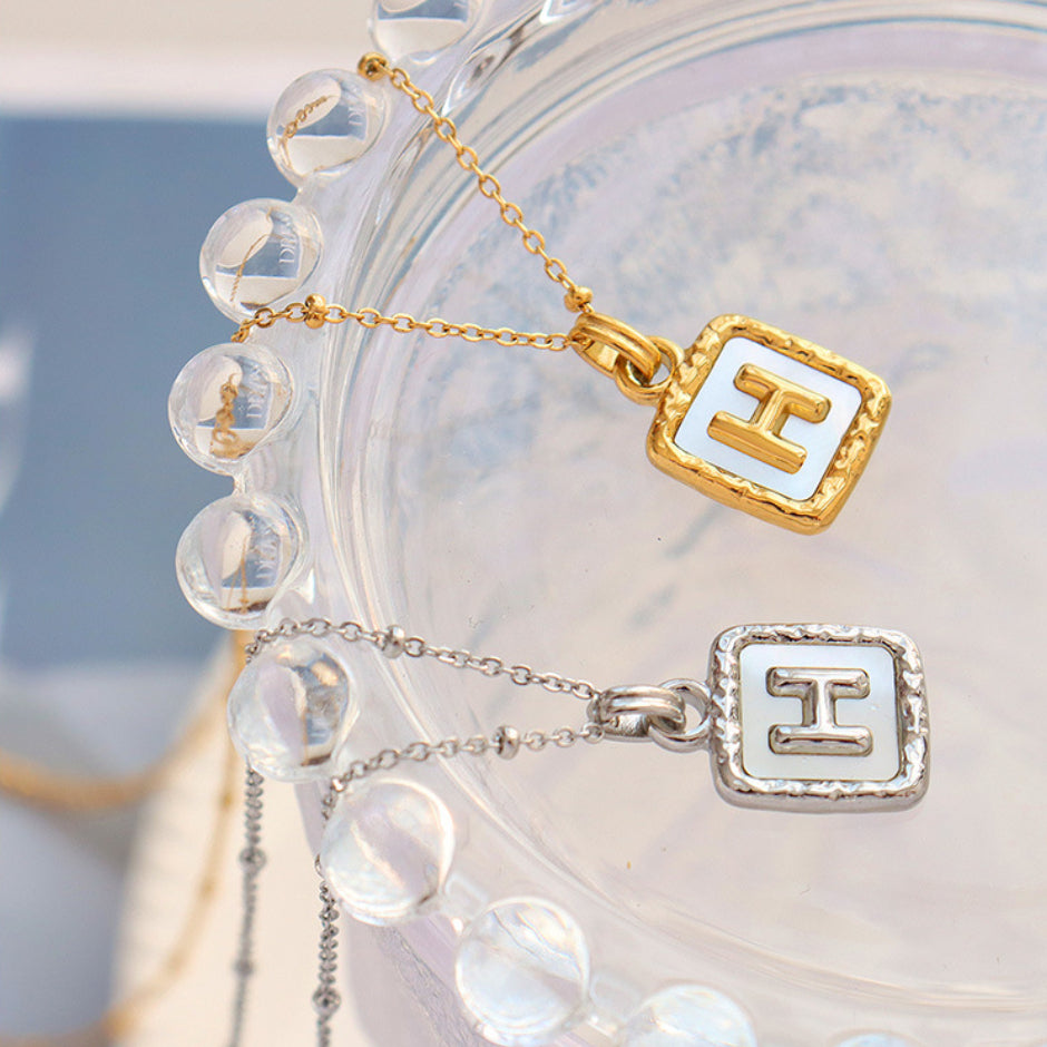 Square Letter H Pendant Necklace