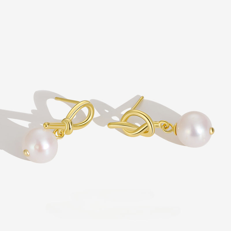 Asymmetric Knot Baroque Pearl Earrings