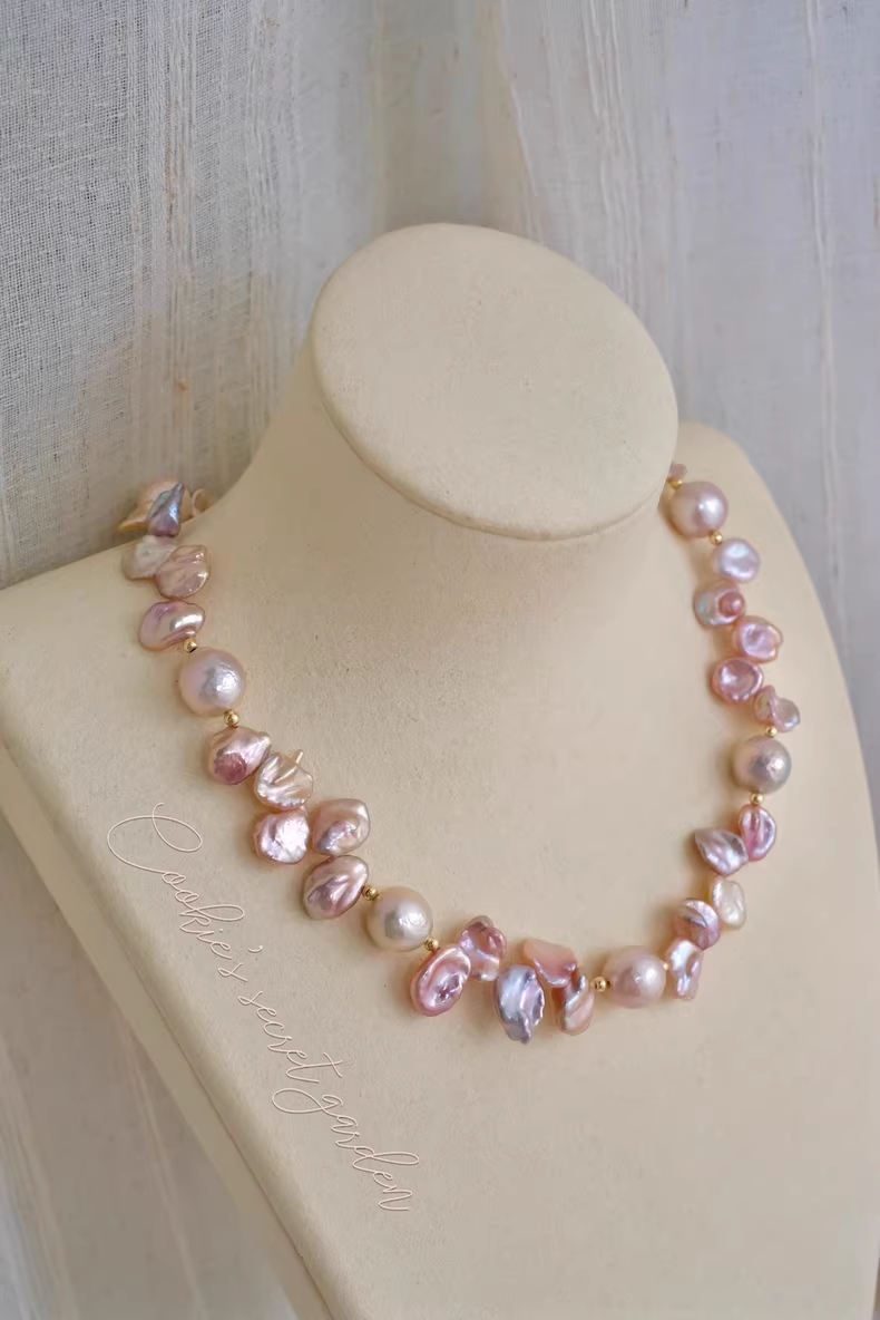 【Monet Garden Collection】 Handmade Secret Garden Baroque Pearl Necklace