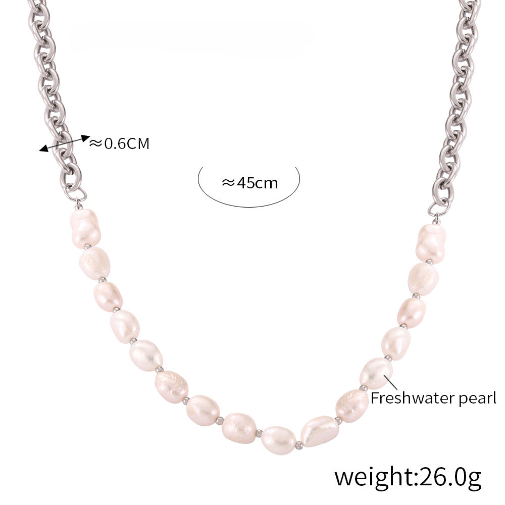 Colorful Jade Grape Stone Half Pearl Half Chain Necklace