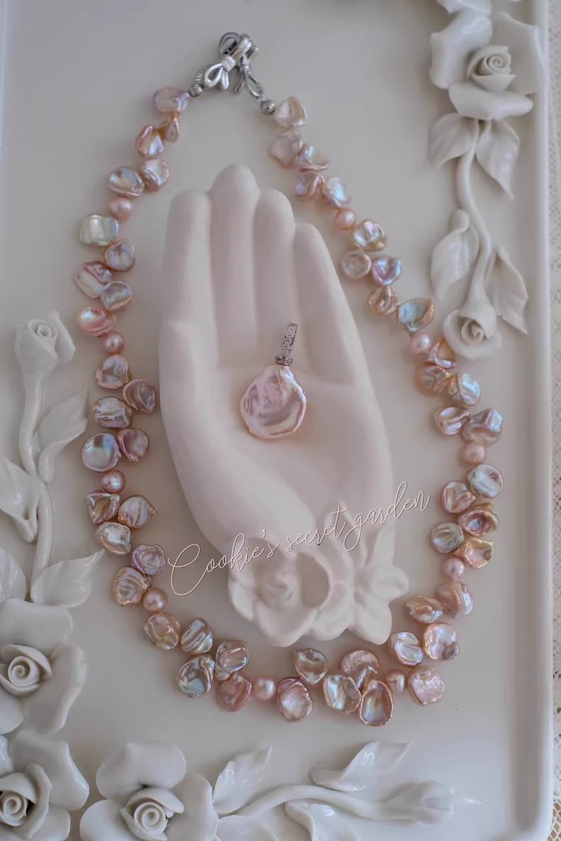 【Monet Garden Collection】 Handmade Dream Song Baroque Pearl Necklace