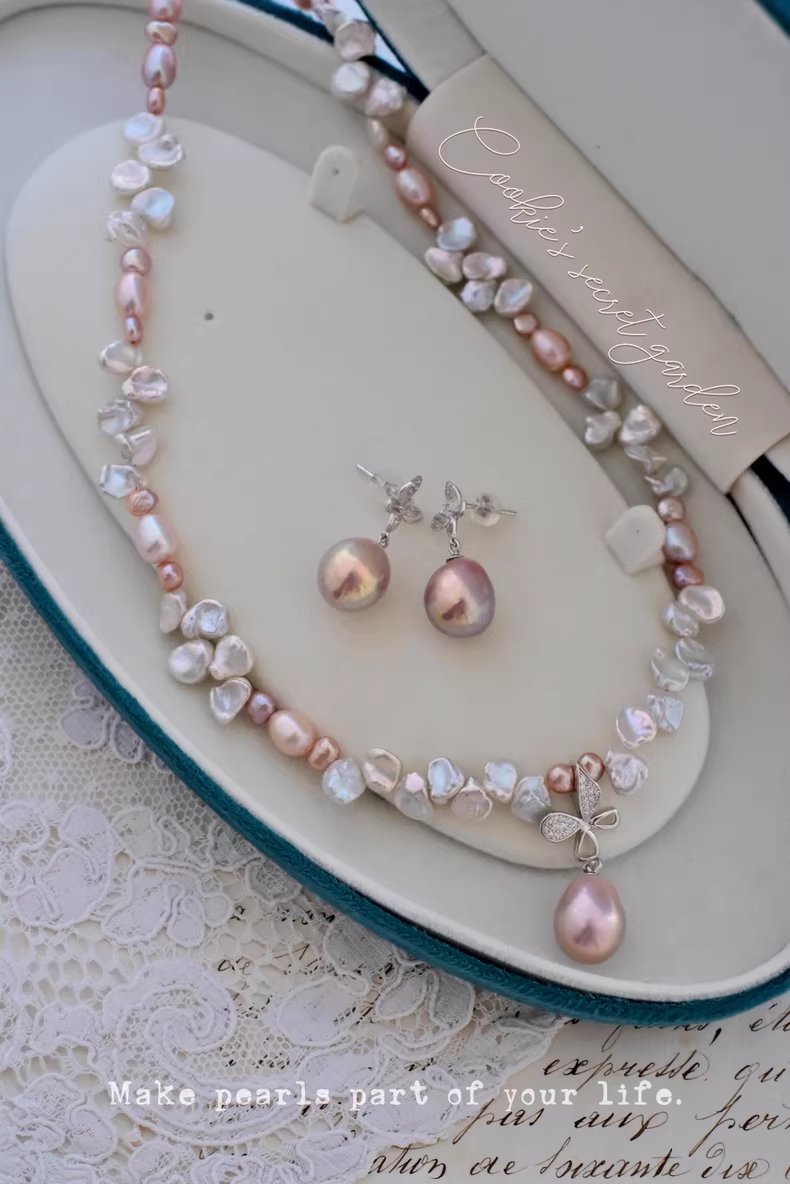 【Monet Garden Collection】 Handmade Princess Baroque Pearl Necklace