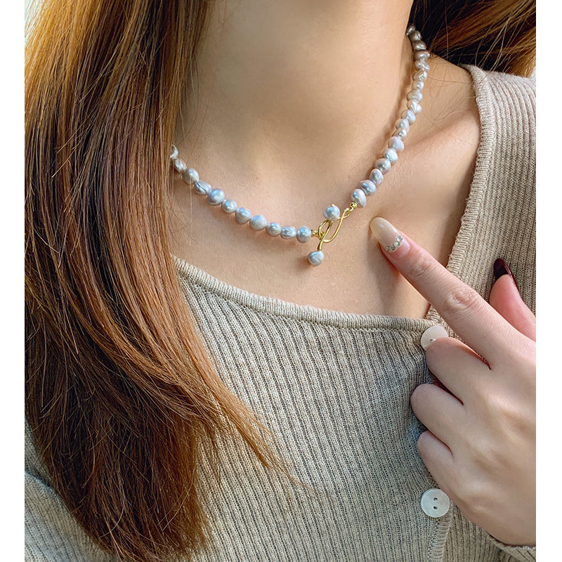 Gray Baroque Pearl Clavicle Necklace