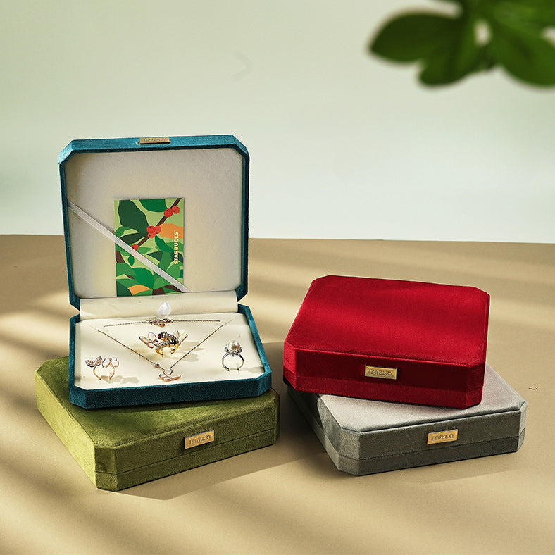 Luxury Velvet Jewelry Set Box and Paper Bag