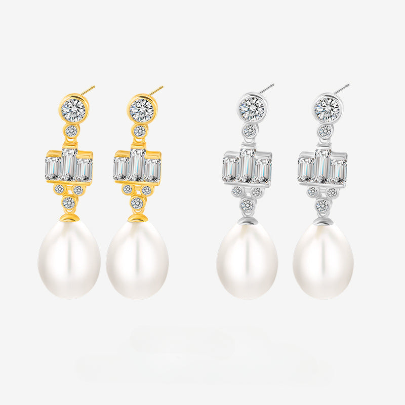 Light Luxury Royal Style Pearl Dangle Earrings