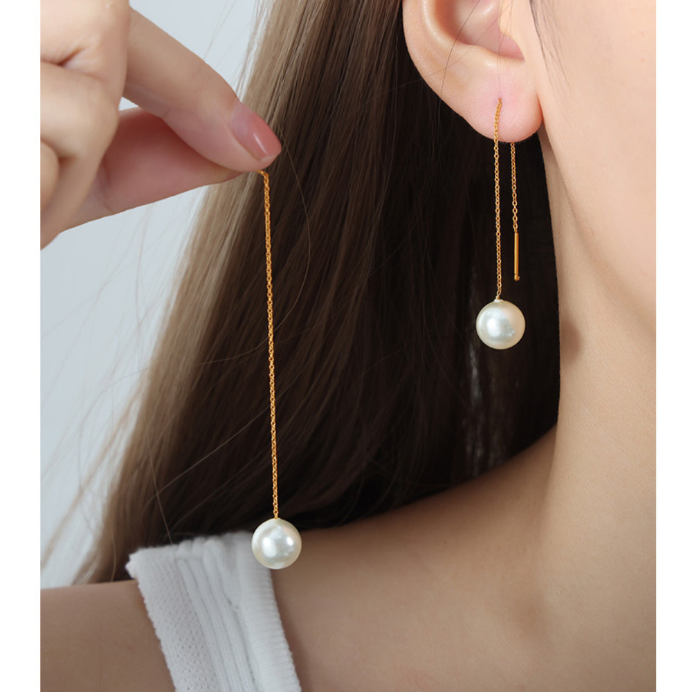 Linear Pearl Drop Earrings