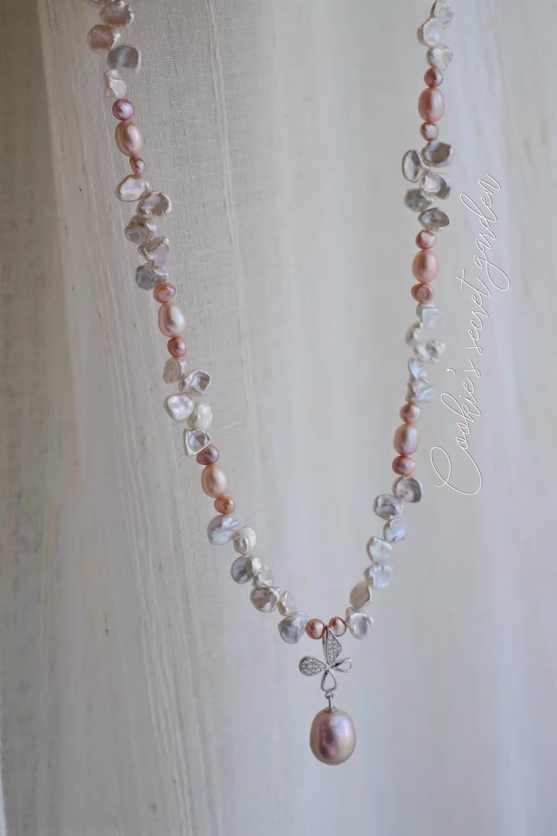 【Monet Garden Collection】 Handmade Princess Baroque Pearl Necklace