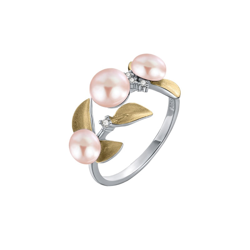 Leaf and Pearl Ring