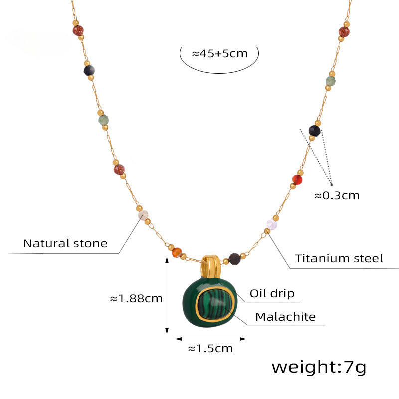 Stacked Dopamine Natural Stone Malachite Pearl Necklace