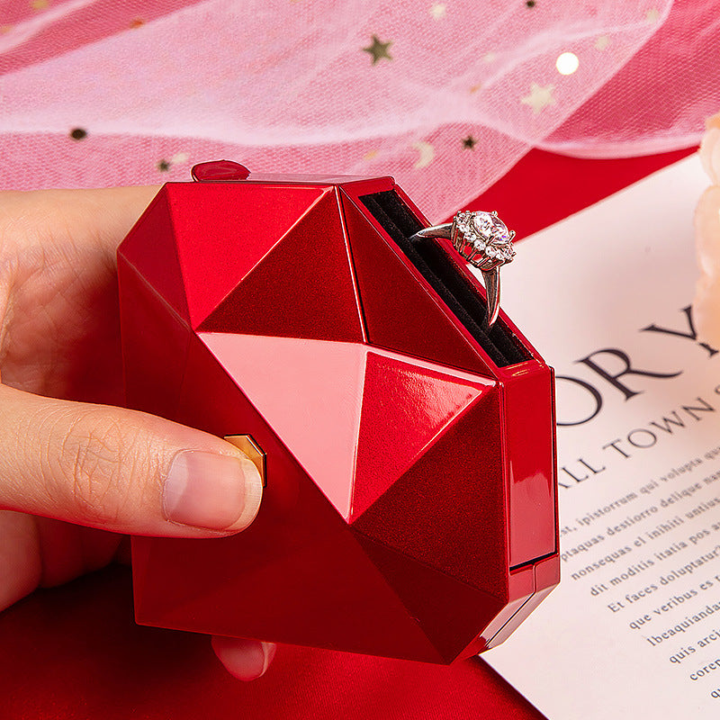 Heart Automatic Open Surprise Ring Jewelry Box