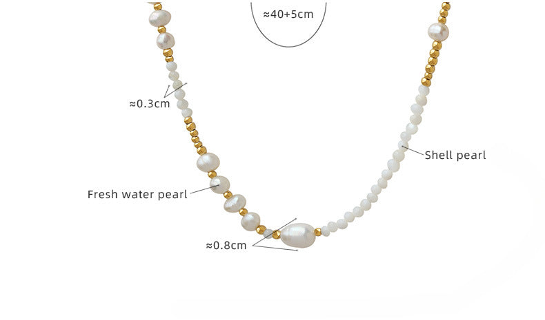 Shell Pearl And Freshwater Pearls Beaded Necklace