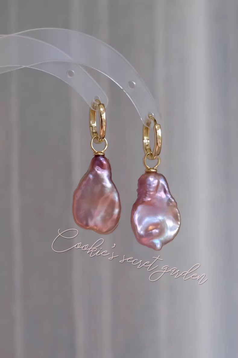 【Monet Garden Collection】 Handmade Aurora Baroque Pearl Earrings