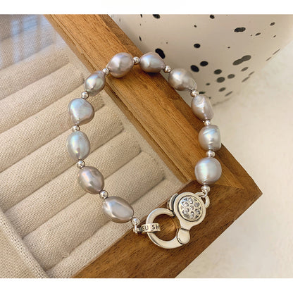 Natural Grey Baroque Pearl Bracelet