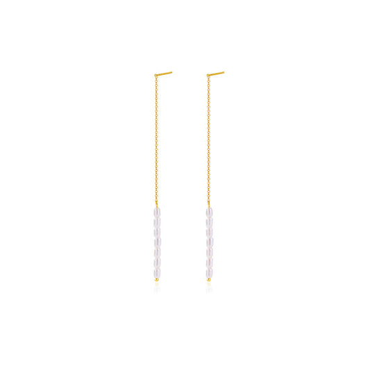 Rice Pearl Linear Earrings