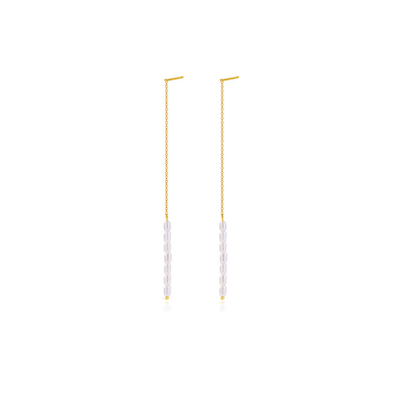 Rice Pearl Linear Earrings