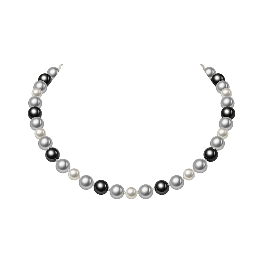 Tahiti Black Grey White Mixed Color Pearl Necklace