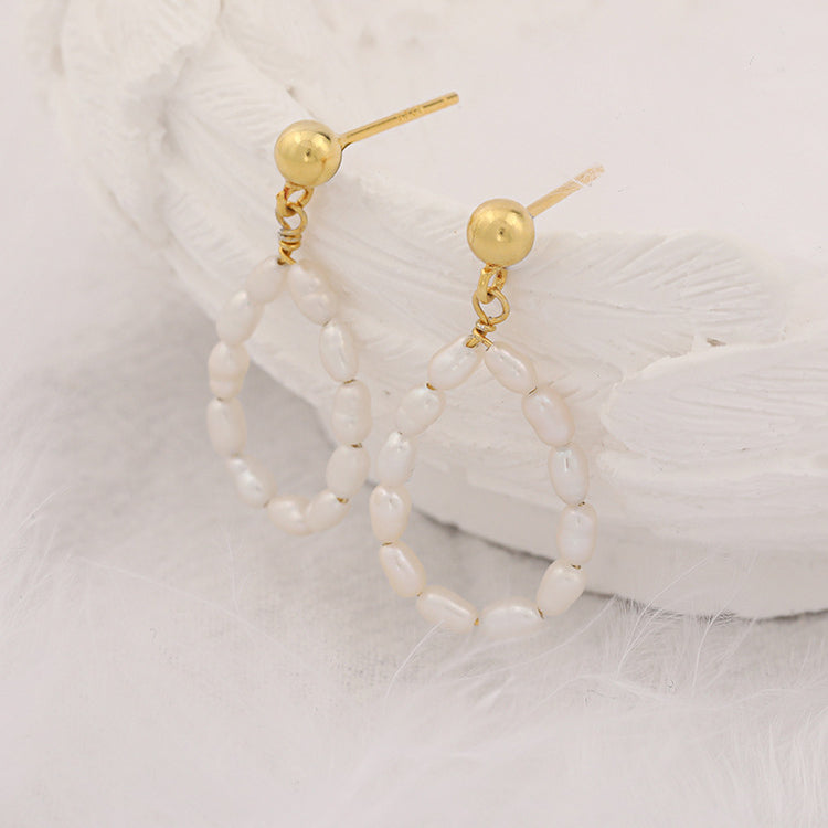 Freshwater Pearls Circle Earrings