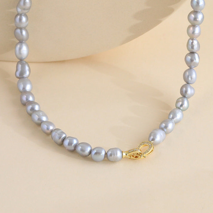 Luxurious Grey Baroque Pearl Clavicle Necklace