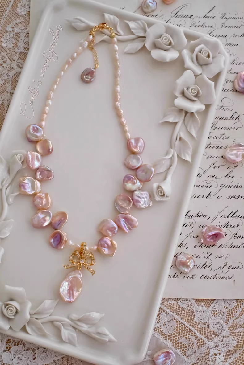 【Monet Garden Collection】 Handmade Princess Diary Baroque Pearl Necklace