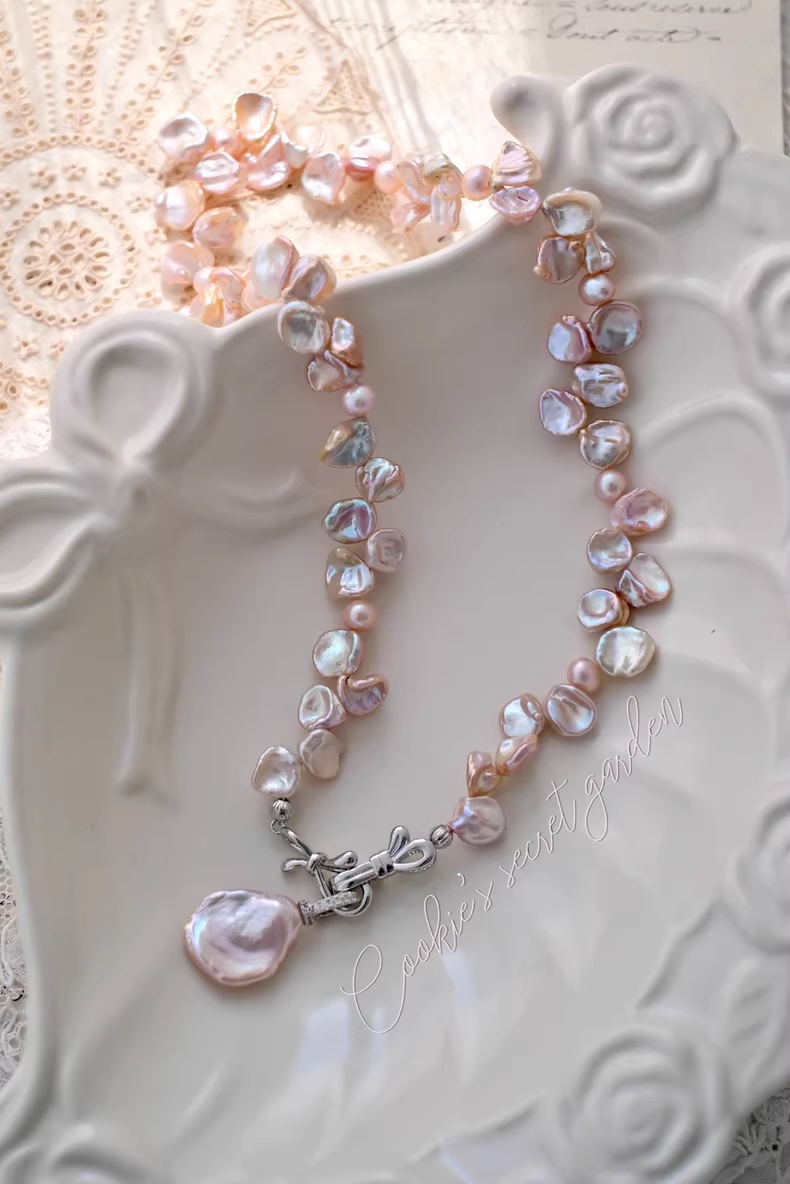 【Monet Garden Collection】 Handmade Dream Song Baroque Pearl Necklace