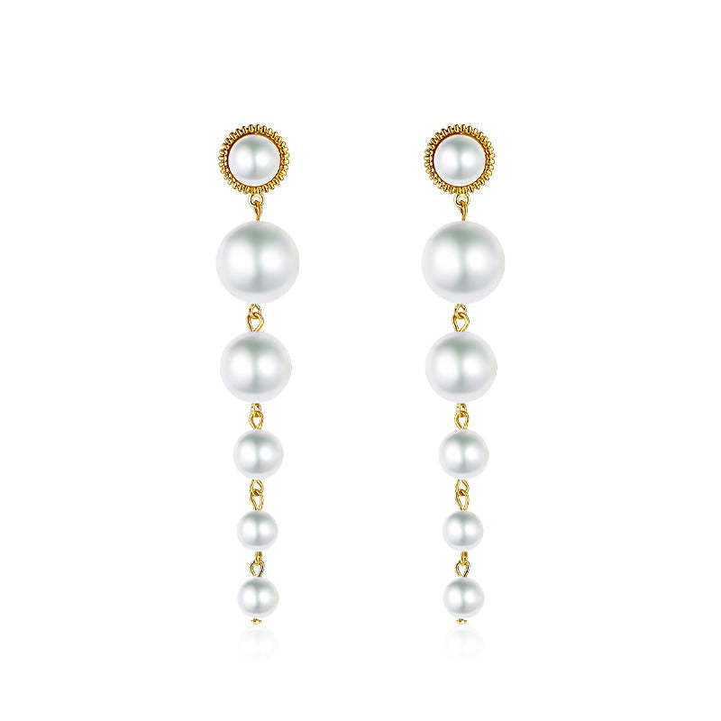 Large Long Pearl String Earrings