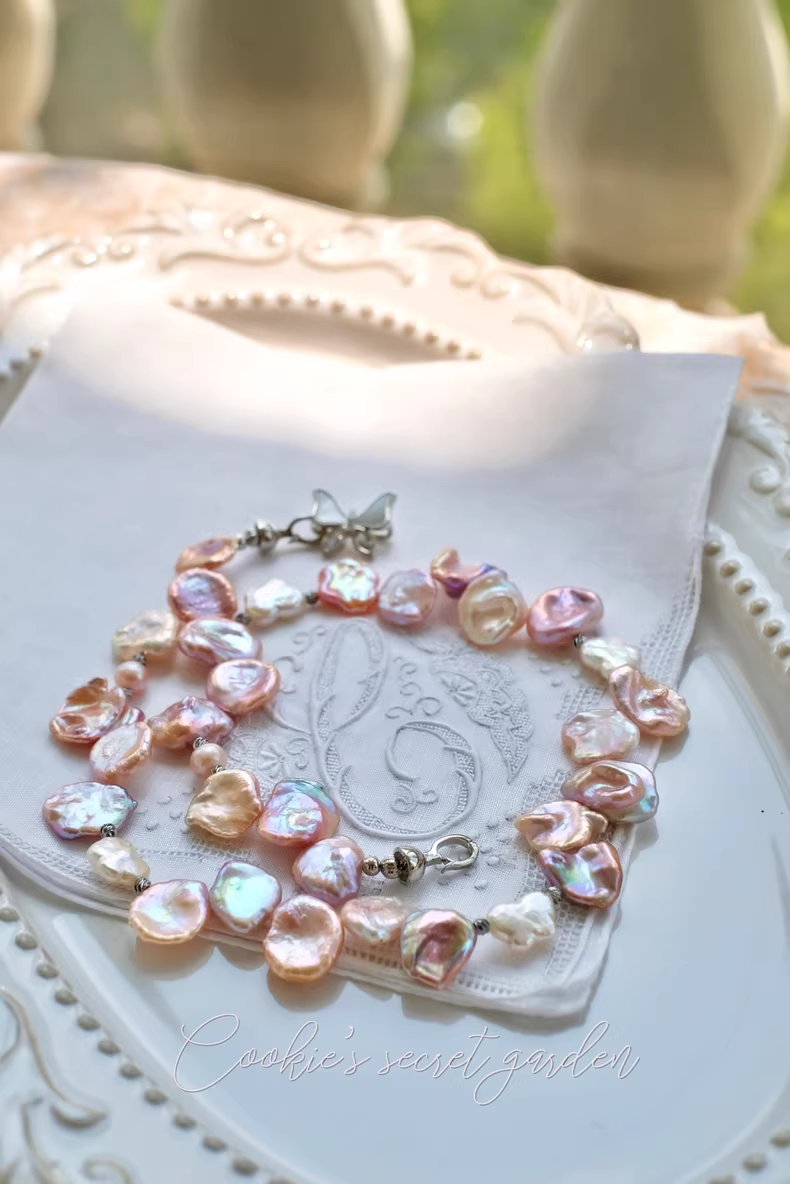 【Monet Garden Collection】 Handmade Butterfly Yard Baroque Pearl Necklace