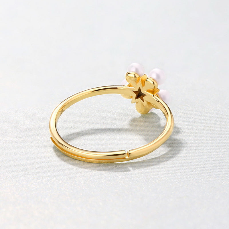 Star Flower Faux Pearl Ring