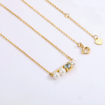 Pearls And Blue Topaz Necklace