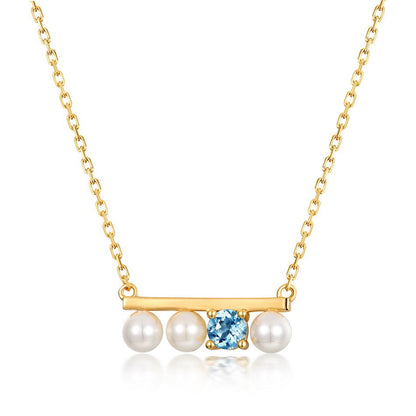 Pearls And Blue Topaz Necklace