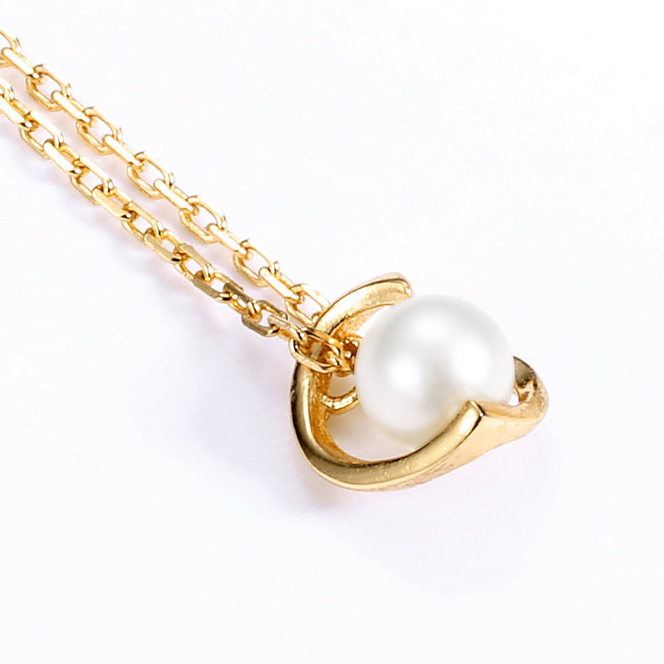 Dangle Heart Single Pearl Earring