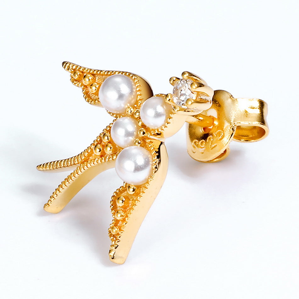 Flying Pearl Swallow Earrings