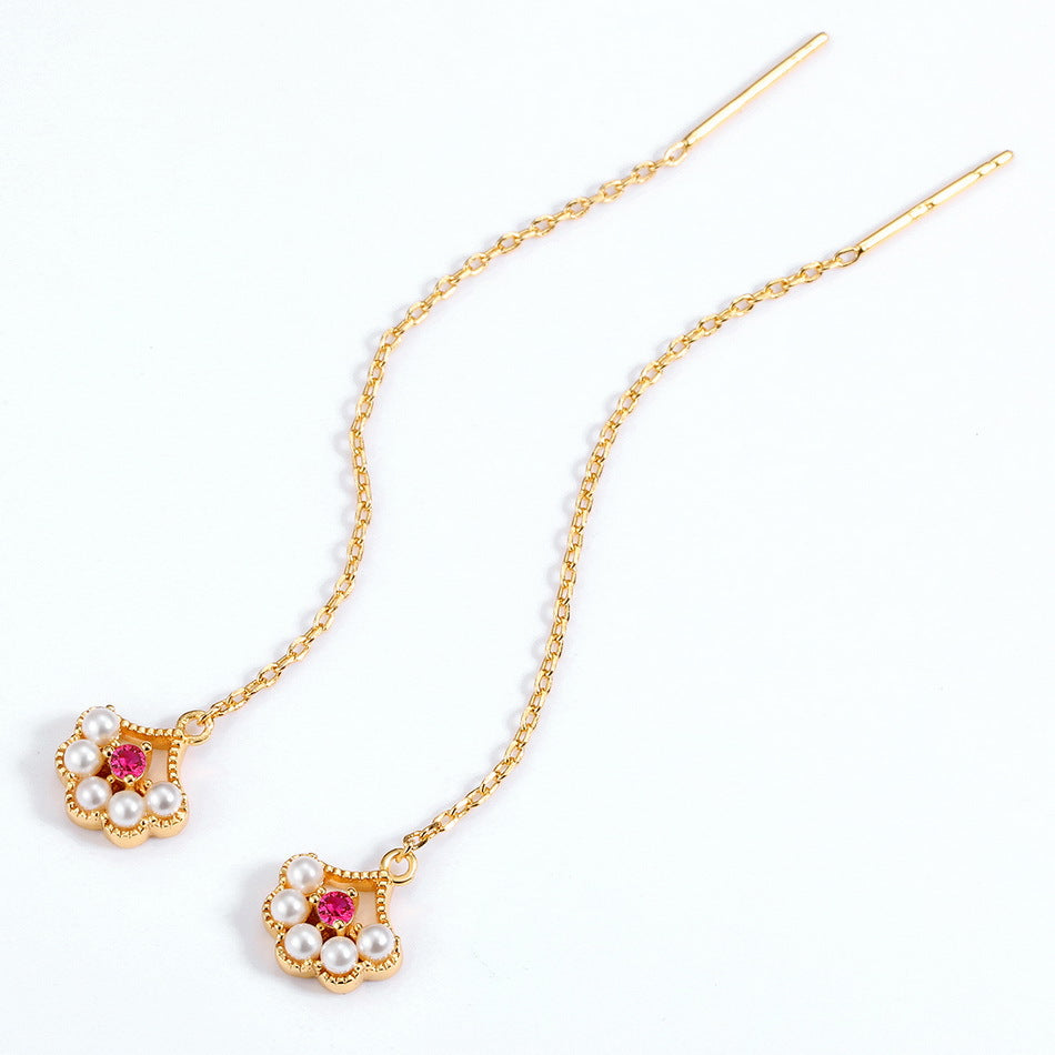 Long Pearl Drop Earrings