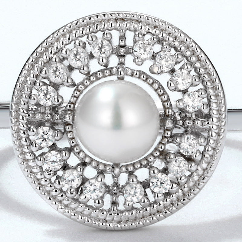 Pearl Ring With Diamond Halo