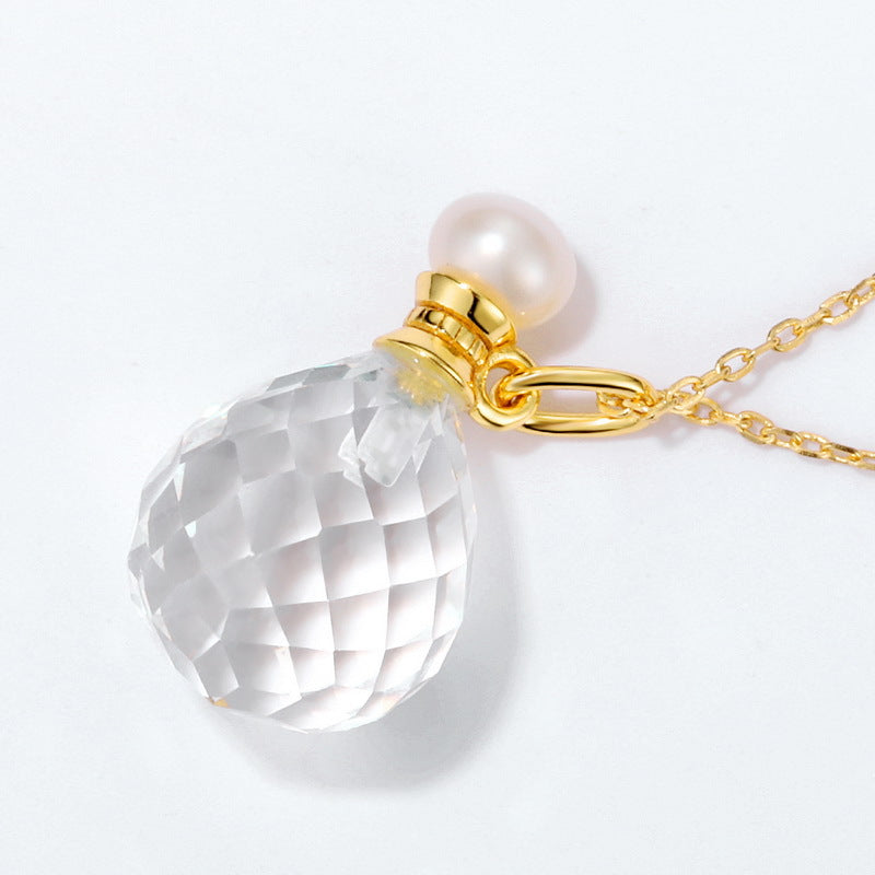 Crystal Perfume Bottle Pearl Pendant