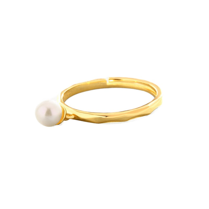 Diamond Cut 925 Silver Pearl Ring