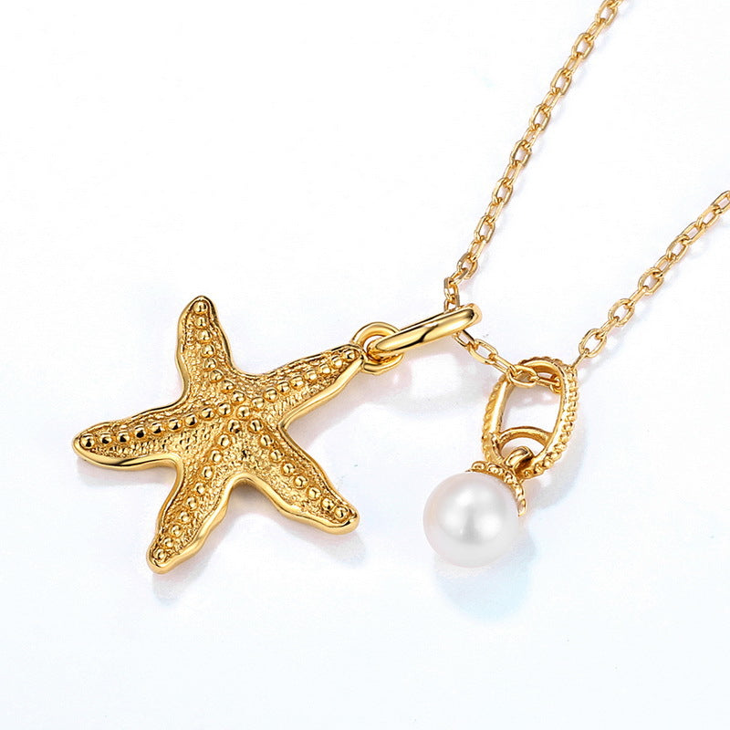 Pearl And Gold Starfish Necklace