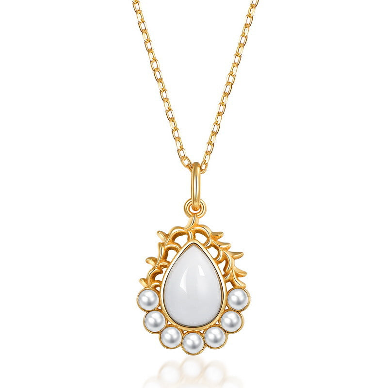 Waterdrop White Agate Pearl Pendant