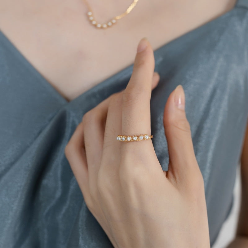Adjustable Crown Pearl Ring
