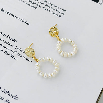 Baroque Pearl Hoop Pearl Earrings