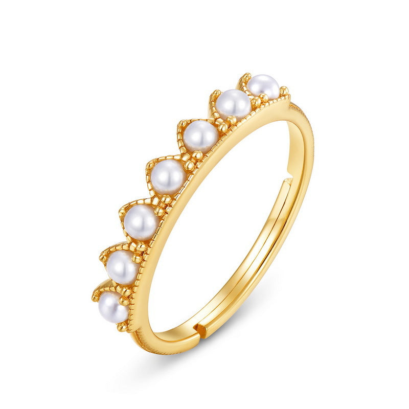 Adjustable Crown Pearl Ring