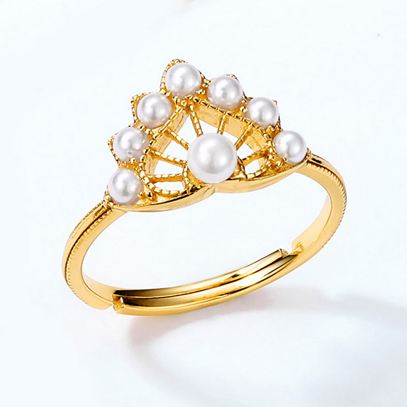 Maple Leaf Dainty Pearl Ring