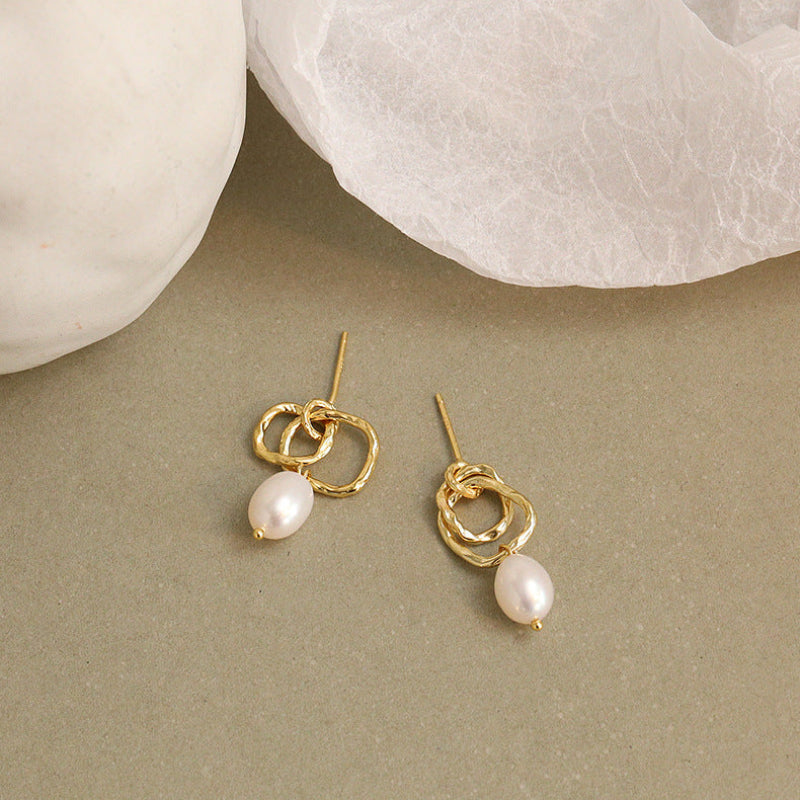 Double Hoop Pearl Earrings