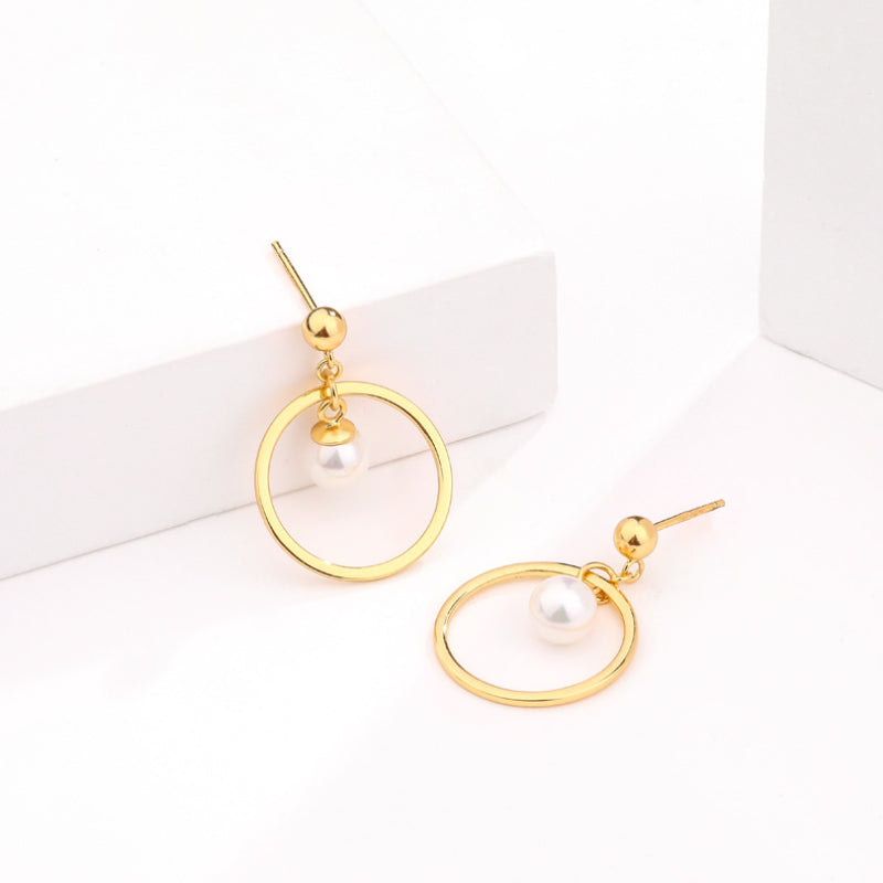 Gold Hoop And Pearl Earrings