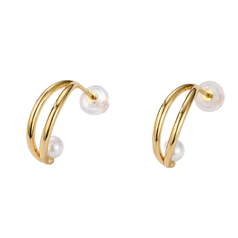 Pearl Pea Pod Stud Earrings