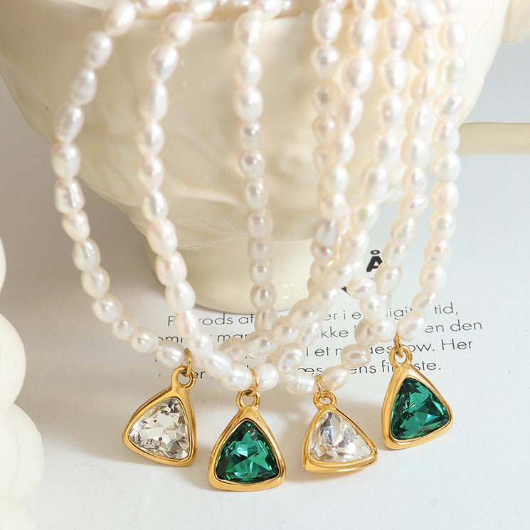 Crystal Triangle Pendant Necklace